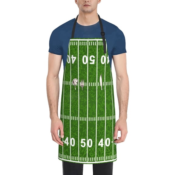 Picia American Football Field2 Waterproof Apron for Unisex Adult - Adjustable Bib Apron with Pockets, Ideal for Cooking, Gardening, Painting, and Household Chores