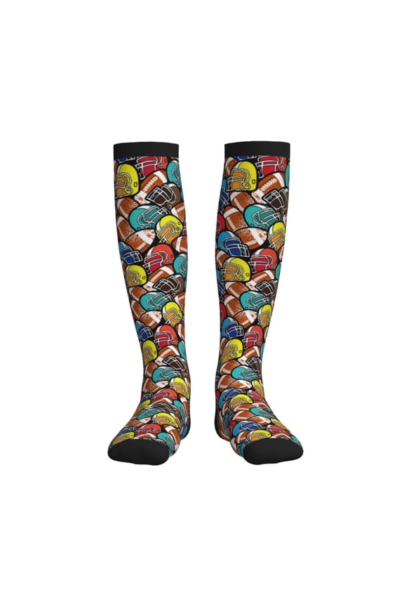 American Football Printed Sports Compression Socks - 15-20mmHg Graduated Compression, High-Performance Soft and Breathable Socks for Men and Women