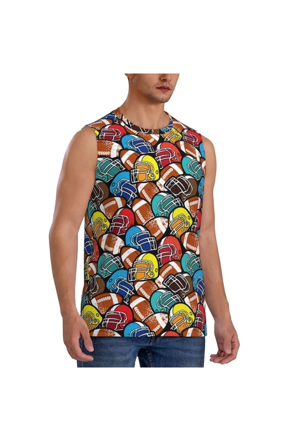 American Football mens Cotton Tank Undershirts , Moisture-wicking Ribbed Tanks, Lightweight Cotton Tank Undershirts-3X-Large