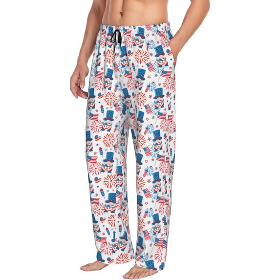 Picia American Gnomes Mens Soft Woven Cotton Elastic Waistband Sleep Pajama Pant Lounge Sleep Pant With Pockets And Drawstring-Small