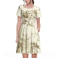 thumbnail image 1 of Picia American Monuments Pattern Women's Short Sleeve Summer Dress Pleated Loose Swing Knee Length Short Sleeve Swing Dresses, 1 of 6