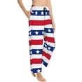 thumbnail image 1 of Picia American Patriotic Stars And Stripes Womens Soft Woven Cotton Elastic Waistband Sleep Pajama Pant Lounge Sleep Pant With Pockets And Drawstring-XX-Large, 1 of 9