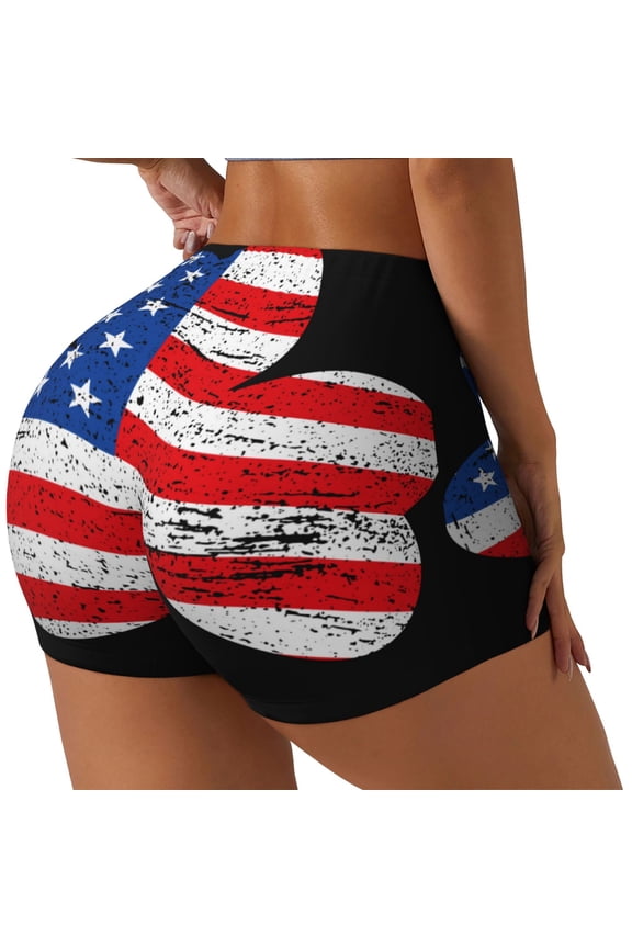 American St Patrick's Day Printed Workout Shorts for Women Seamless Scrunch Butt Lifting High Waisted Yoga Gym Booty Running Moisture-wicking Short Pants-Small