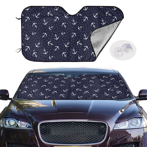 Picia Anchor Curved Windshield Sunshade Accordion Folding Style Auto Shade for Car Truck SUV Van Blocks UV Ray Sun Visor Protector -