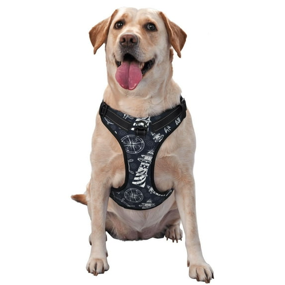 Picia Anchor and Lighthouse No-Pull Dog Harness Reflective Front Clip Vest with Handle,Step-in Air Dog Harness,Adjustable 2 Metal Rings 4 Buckles,Easy to Put on & Take Off X-Large