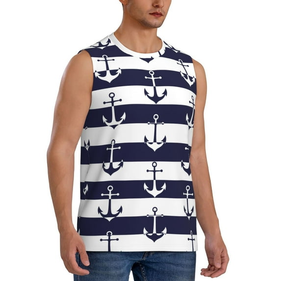 Picia Anchors mens Cotton Tank Undershirts , Moisture-wicking Ribbed Tanks, Lightweight Cotton Tank Undershirts-Medium