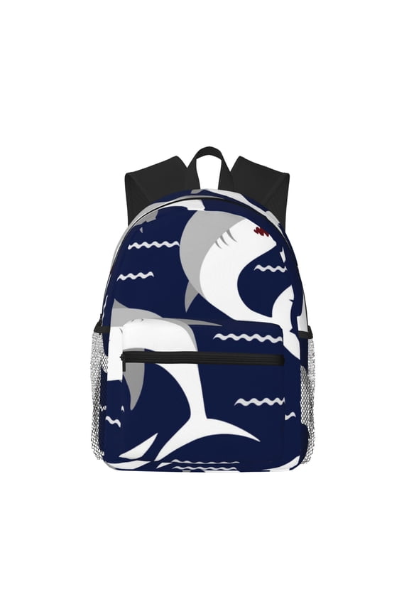Angry Shark Large Capacity Backpack Classic Style Backpack Casual Backpack Water-Resistant School Work Travel Outdoor Backpack