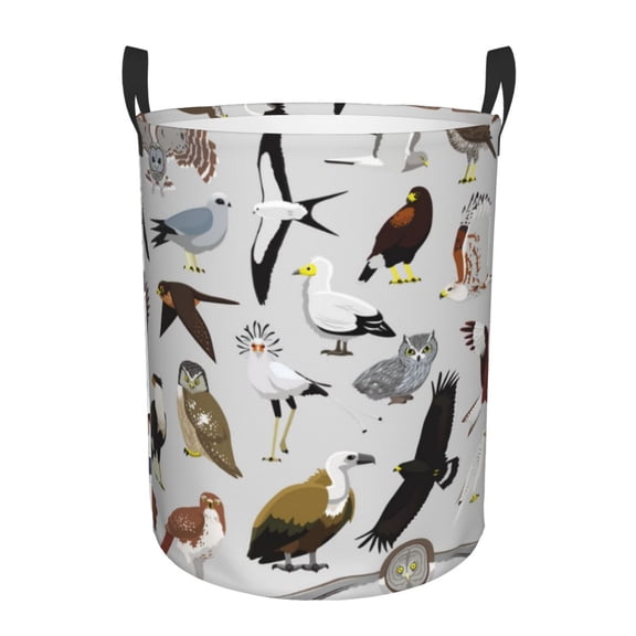 Picia Animal Bird Pattern Large Laundry Basket, Waterproof, Freestanding Laundry Hamper, Collapsible Tall Clothes Hamper with Extended Handles-Medium