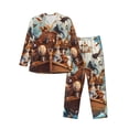 thumbnail image 1 of Picia Animal Filled Noahs Ark Pattern Men’s Long-Sleeve Sleepwear Set - Soft 2-Piece Loungewear with Pockets, Comfy PJs for Relaxing Nights-Large, 1 of 7