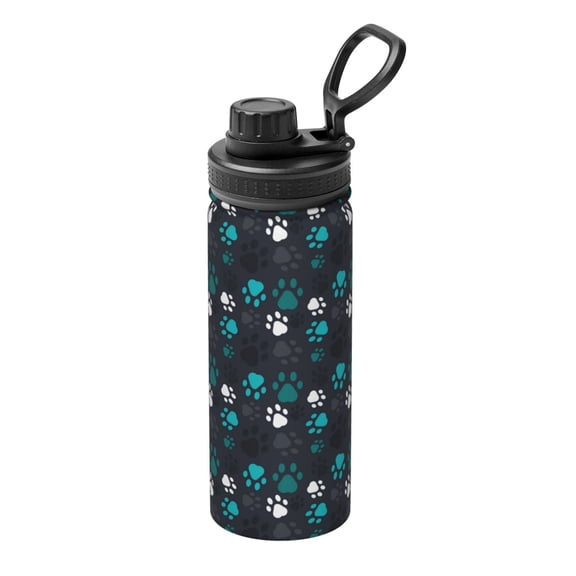 Picia Animal Footprints Pattern Water Bottle 18 oz Stainless Steel Insulated Bottles With Handle Leak Proof Gym Sport Water Jug BPA-free insulated kettle For Men Women Adults