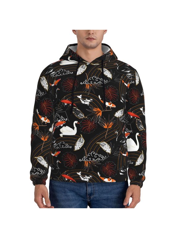 Animal Koi Fish Pattern Casual Men's Hoodie - Lightweight Hooded Sweatshirt with Kangaroo Pocket, Comfortable Pullover for Everyday, Travel-X-Large