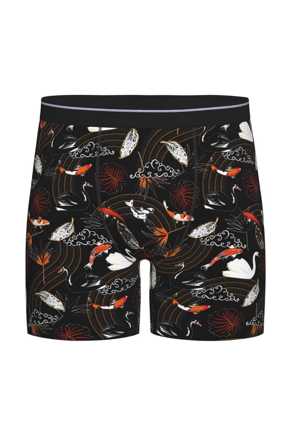 Animal Koi Fish Pattern Men's Athletic Long Leg Briefs , Performance Stretch Underwear,Moisture-Wicking