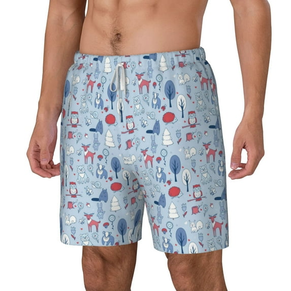 Picia Animal pattern Mens Swim Trunks with Compression Liner Stretch Beach Shorts Quick Dry with Zipper Pockets No-Chafing Board Shorts-Small