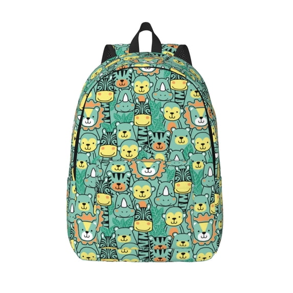 Picia Animals with Leaf Printed Canvas Daypack - Stylish and Durable Vintage Compact Backpack - Class, Work, Travel, or Laptop Bookbag,Organized Compartments-Medium