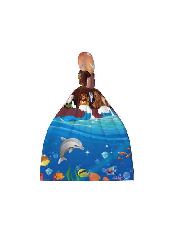 Animals On Noah's Ark2 Printed Preemie Hats for Baby Girls Cotton Premature Knot Hats Newborn Hospital Cap Warm Knot Beanie Nicu for Preemie Girls and Boys