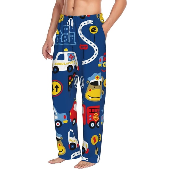 Picia Animals Rescue Team Mens Soft Woven Cotton Elastic Waistband Sleep Pajama Pant Lounge Sleep Pant With Pockets And Drawstring-X-Large