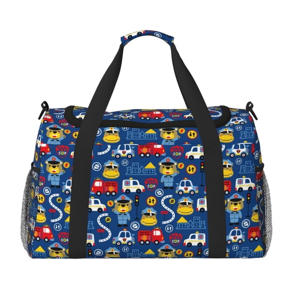 Picia Animals Rescue Team Print Travel Duffle Bag,Weekender Bags for Women with Shoe Compartment, Gym Duffel Bag with Wet Pocket, Hospital Bags for Labor and Delivery