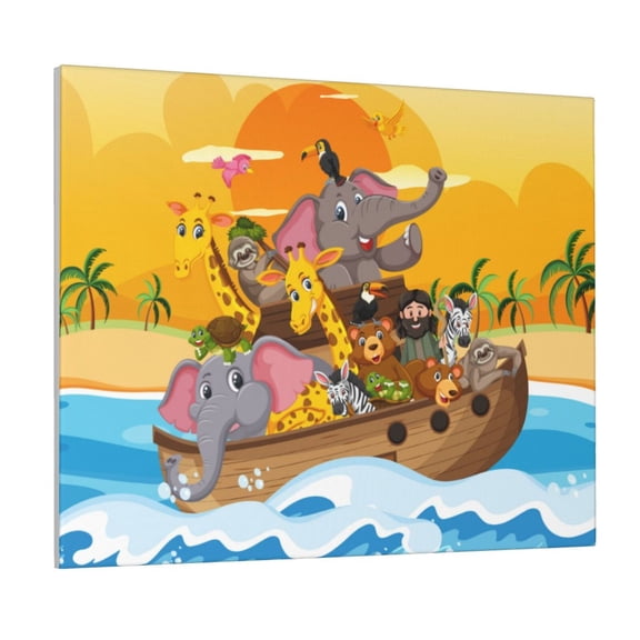 Picia Animals on Noah's Ark1 Pattern Decorative Picture – Unique Wall Art, Modern Canvas Print for Trendy Interiors (Horizontal)