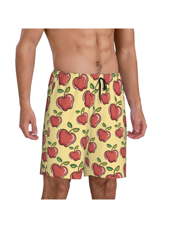 Apple Pajama Shorts for Men, Men's Pajama Bottoms, Sleepwear,Short Pajama Pants-3X-Large
