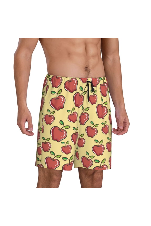 Apple Pajama Shorts for Men, Men's Pajama Bottoms, Sleepwear,Short Pajama Pants-Large