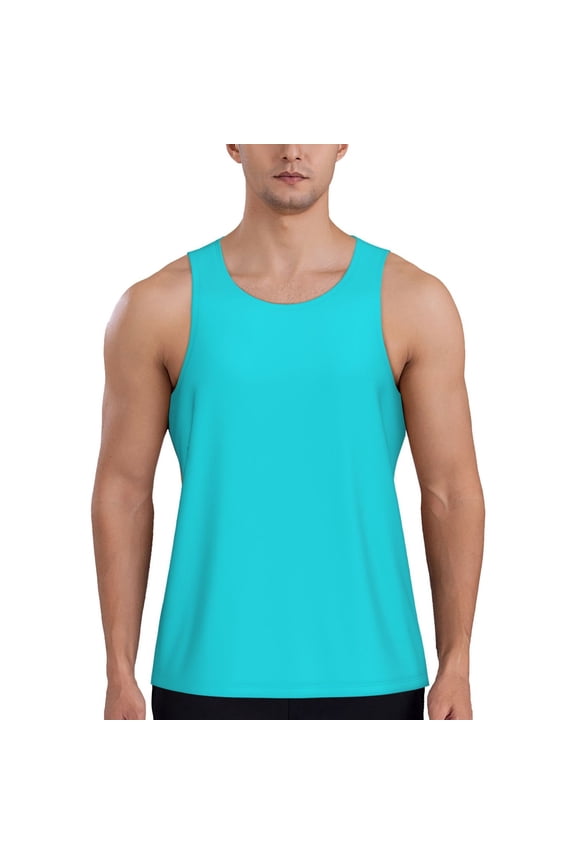 Aqua Printed Men’s Performance Tank, Men's Workout Tank Top Moisture-Wicking Tank Top Muscle tee, Breathable Workout Shirt-XX-Large
