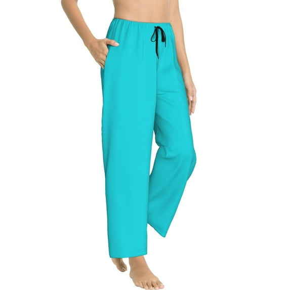 Picia Aqua Womens Soft Woven Cotton Elastic Waistband Sleep Pajama Pant Lounge Sleep Pant With Pockets And Drawstring-Small