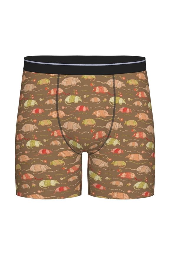 Armadillo Floral 1 Pattern Men's Athletic Long Leg Briefs , Performance Stretch Underwear,Moisture-Wicking