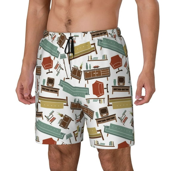 Picia Art Of Living pattern Mens Swim Trunks with Compression Liner Stretch Beach Shorts Quick Dry with Zipper Pockets No-Chafing Board Shorts-Large