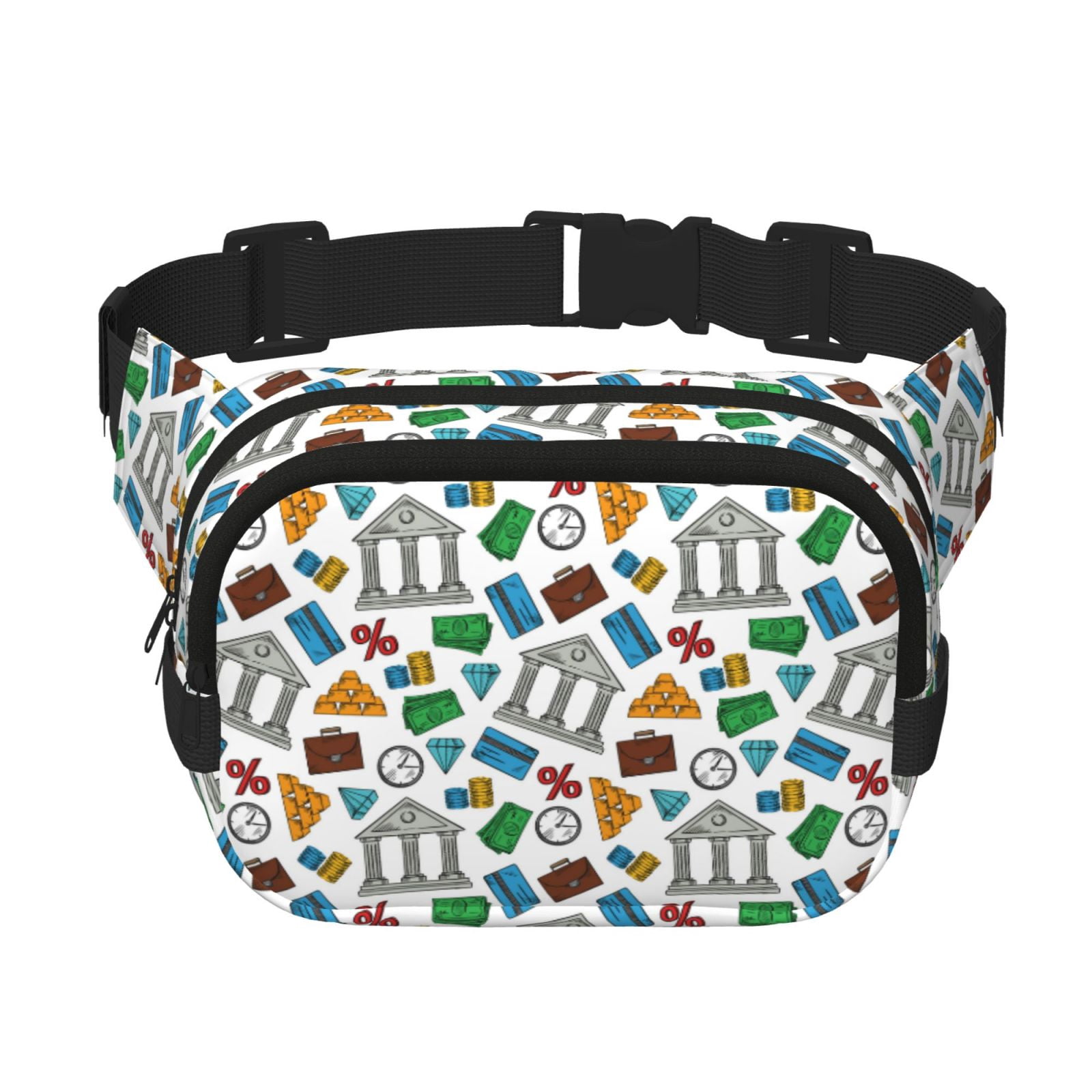 Picia Art Of Livings Print Square Double-Layer Waist Bag Mini Adjustable Waist Belt Bag Exercise Running Travel Hiking