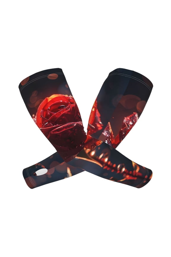 Artistic Dewdrop Rose Arm Sleeves for Men and Women - Tattoo Cover Up UPF 50+ Cooling Sports Sleeve for Basketball Golf Football-One Size
