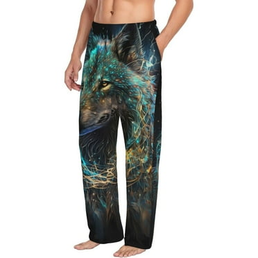 Picia Artistic Light Dot Wolf、 Mens Soft Woven Cotton Elastic Waistband Sleep Pajama Pant Lounge Sleep Pant With Pockets And Drawstring-Medium