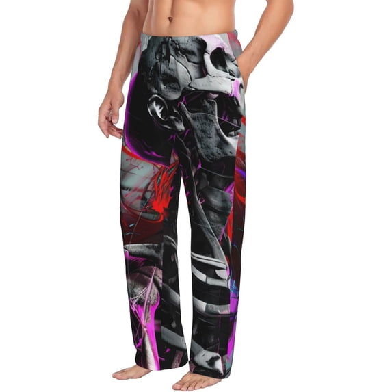 Picia Artistic Skull Mens Soft Woven Cotton Elastic Waistband Sleep Pajama Pant Lounge Sleep Pant With Pockets And Drawstring-XX-Large