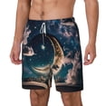thumbnail image 1 of Picia Artistic Starry Sky Moon Book pattern Mens Swim Trunks with Compression Liner Stretch Beach Shorts Quick Dry with Zipper Pockets No-Chafing Board Shorts-Small, 1 of 9