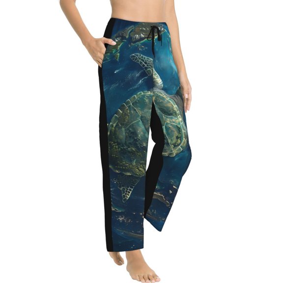Picia Artistic Turtle Earth Womens Soft Woven Cotton Elastic Waistband Sleep Pajama Pant Lounge Sleep Pant With Pockets And Drawstring-Small
