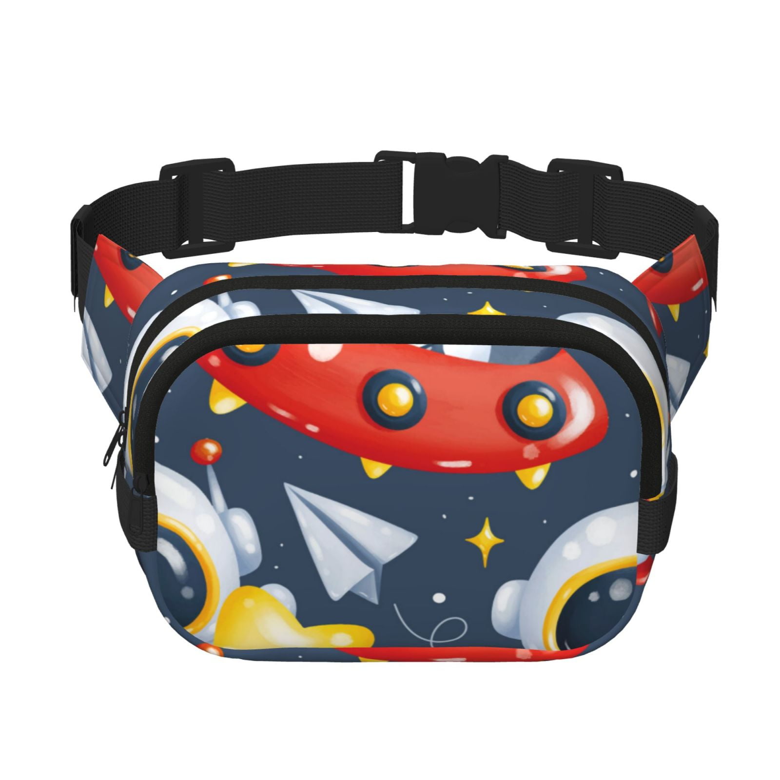 Picia Astronaut And Space Print Square Double-Layer Waist Bag Mini Adjustable Waist Belt Bag Exercise Running Travel Hiking
