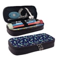 thumbnail image 1 of Picia Astronaut Dinosaur Pattern Large Capacity PU Leather Pencil Case Organizer Pen Marker Holder Double Zipper Storage Bag Big Pencil Pouch for College Office, 1 of 6