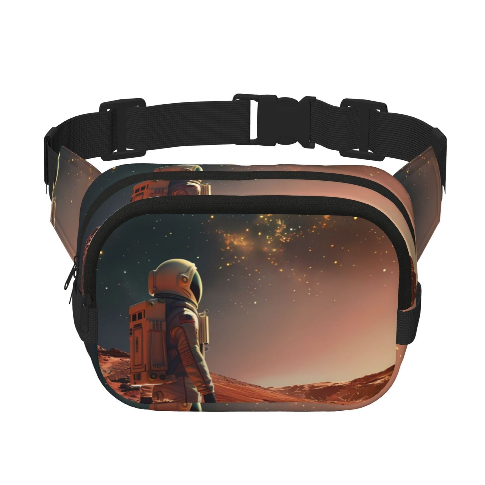 Picia Astronaut On Mars A Print Square Double-Layer Waist Bag Mini Adjustable Waist Belt Bag Exercise Running Travel Hiking
