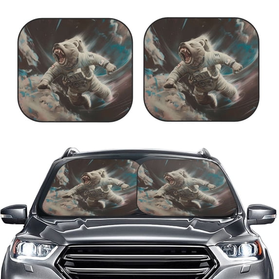 Picia Astronaut Polar Bear Roar 2 Piece Car Windshield Sun Shade ...