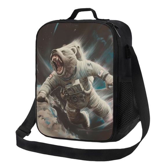 Picia Astronaut Polar Bear Roar Lunch box Lunch bag for men women Large capacity Lunchbox Reusable Lunch bags Insulated Lunch bag Lunch box cooler