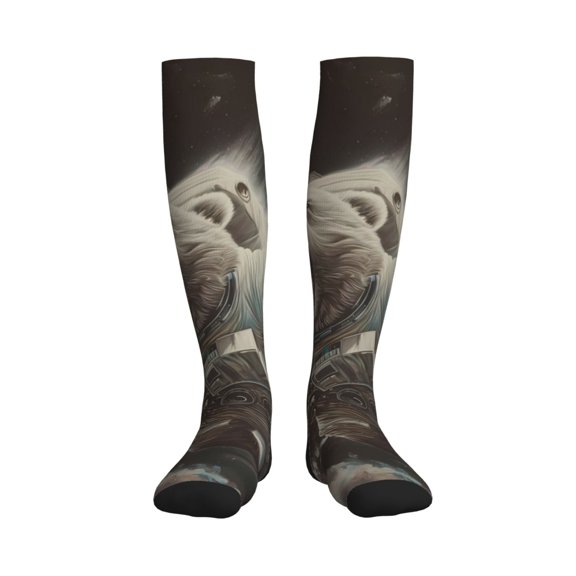 Picia Astronaut Polar Bear Roar Printed Sports Compression Socks - 15-20mmHg Graduated Compression, High-Performance Soft and Breathable Socks for Men and Women