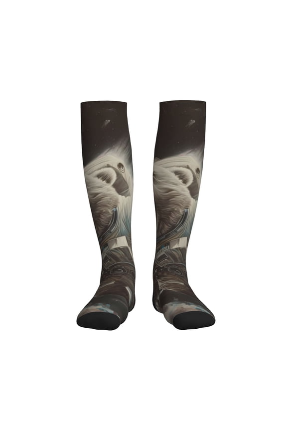 Astronaut Polar Bear Roar Printed Sports Compression Socks - 15-20mmHg Graduated Compression, High-Performance Soft and Breathable Socks for Men and Women