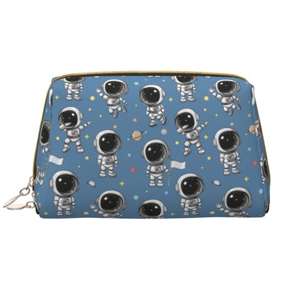 Picia Astronaut Print Leather Makeup Bag Make Up Bag Travel Toiletry Bag for Her Girlfriend Teacher Teen Girl Gifts