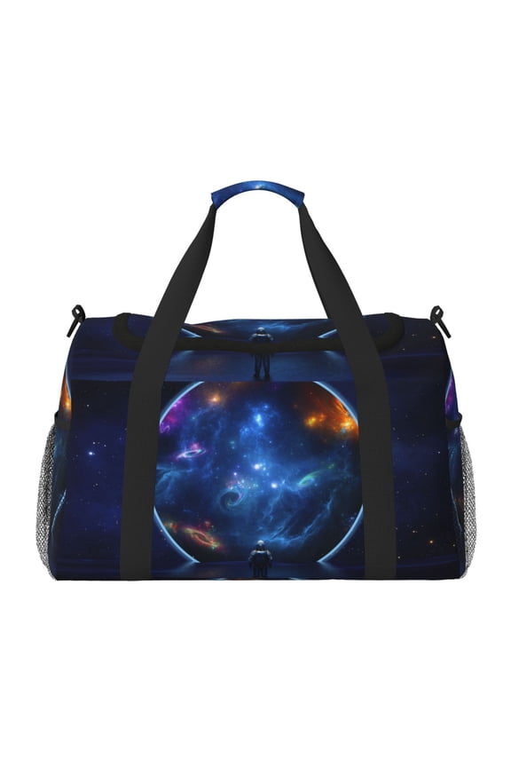 Astronaut Print Travel Duffle Bag,Weekender Bags for Women with Shoe Compartment, Gym Duffel Bag with Wet Pocket, Hospital Bags for Labor and Delivery