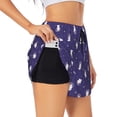 thumbnail image 1 of Picia Astronaut Rabbit Pattern Women's 2 in 1 Athletic Running Shorts High Waisted Workout Casual Gym Sweat Shorts with Comfy Liner Zipper Pockets-XX-Large, 1 of 9