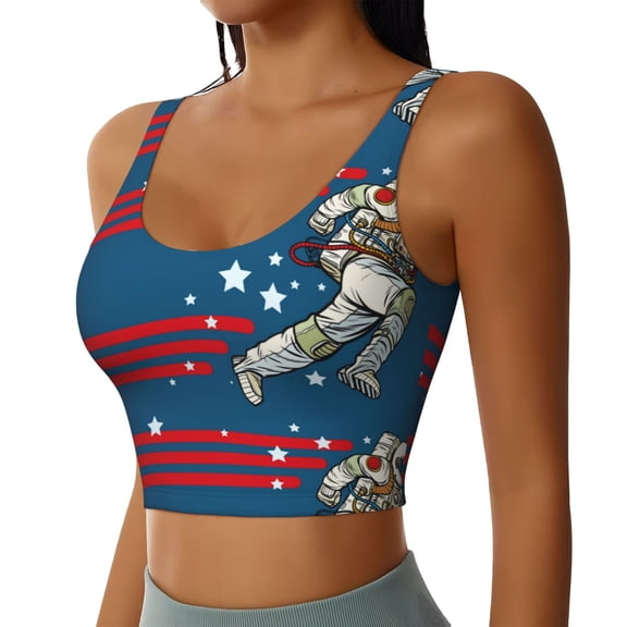 Picia Astronaut Runs Forward Sports Bra for Women,Padded Strappy Sports Bras Medium Support Yoga Bra with Removable Cups,Running Yoga Bra-XX-Large