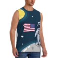 thumbnail image 1 of Picia Astronaut With USA Flag mens Cotton Tank Undershirts , Moisture-wicking Ribbed Tanks, Lightweight Cotton Tank Undershirts-Large, 1 of 8