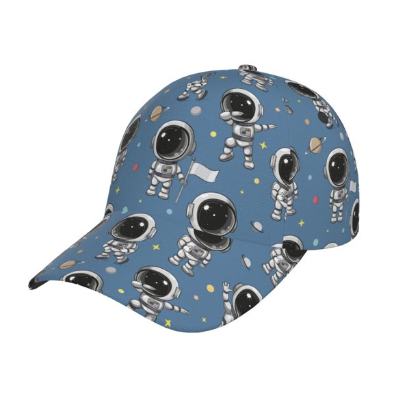 Picia Astronaut pattern Trucker Low Profile Hat Men Women Baseball Cap Dad Hat Adjustable Unconstructed Plain Cap