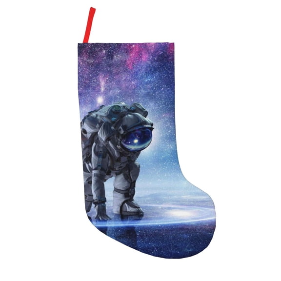 Picia Astronauts Start Running for 18in Christmas Stockings, Xmas Stocking for Kids, Holiday and Family Stocking for Fireplace or Party Decoration