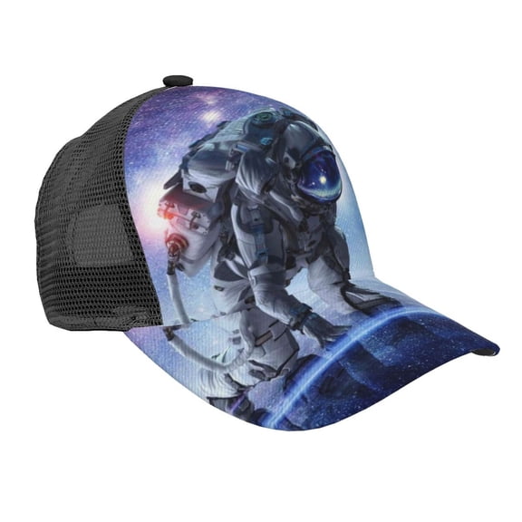Picia Astronauts Start Running Pattern Trucker Hat,Baseball Cap,Sun Protection Cap,Stylish Headwear,Leisure Cap,Outdoor Sports Cap