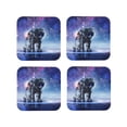 thumbnail image 1 of Picia Astronauts Start Running Printed Leather Coasters for Drinks, 4" Drink Coasters Set of 4 for Tabletop Protection, Handmade Luxurious Home Décor and Housewarming Gift -Square, 1 of 6